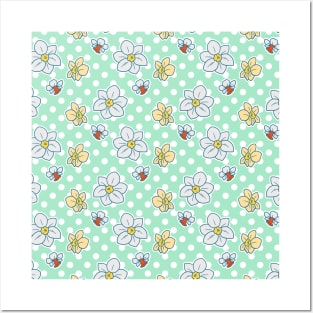 Polk-a-dot Daffodil Pattern Posters and Art